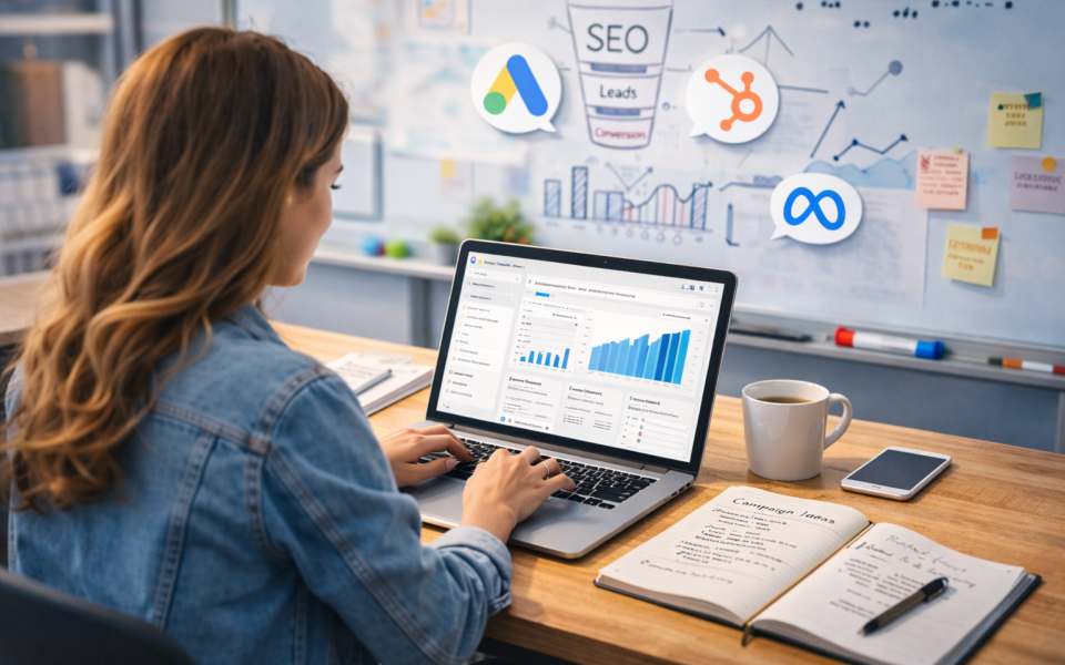 Marketing intern aan het werk